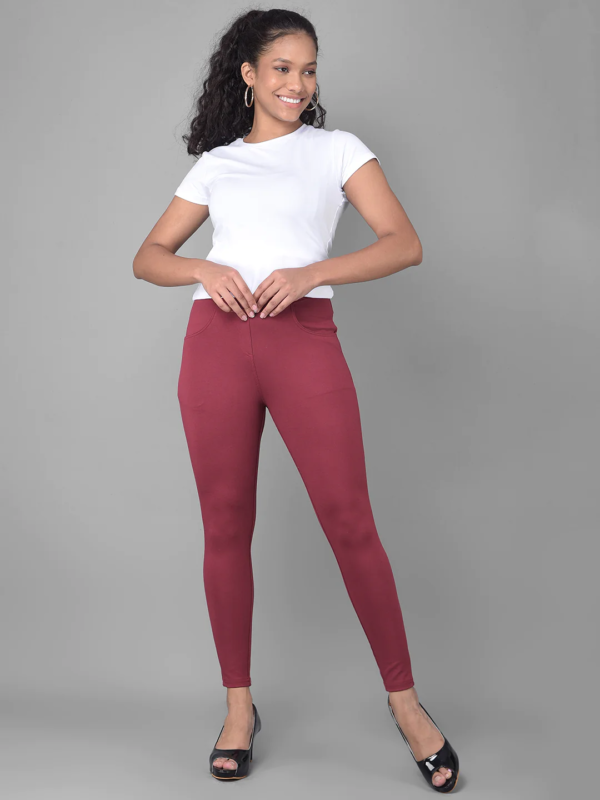 Maroon Fashion Jeggings - Image 2