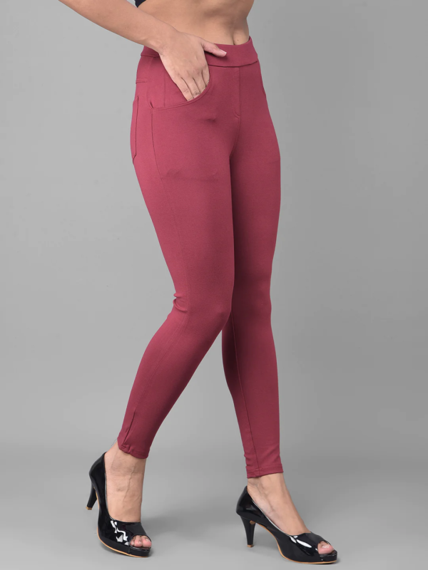 Maroon Fashion Jeggings - Image 3
