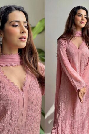 Chikankari Embroidered Fox Georgette Suit Set – 3 Piece Set with Dupatta (Available in 10 Elegant Colors)